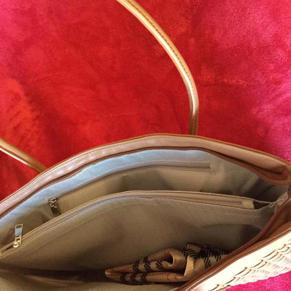 Neiman Marcus Handwoven Vegan Leather Shoulder Tote Bag - Picture 4 of 5